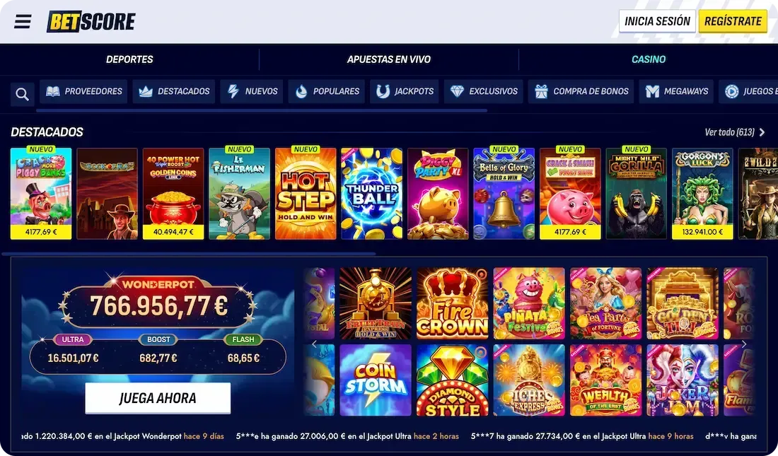 juegos del casino betscore