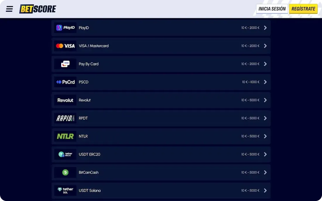 pagos del casino betscore