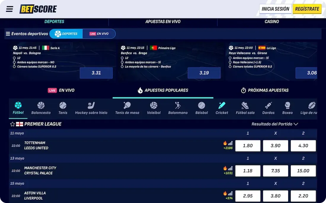 deportes del casino betscore